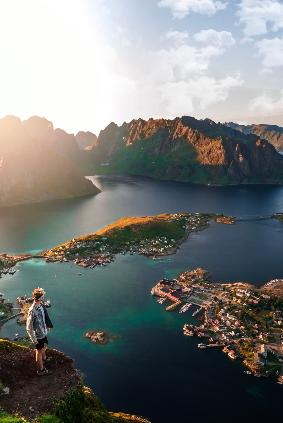 Norwegian mountains and a coastal village