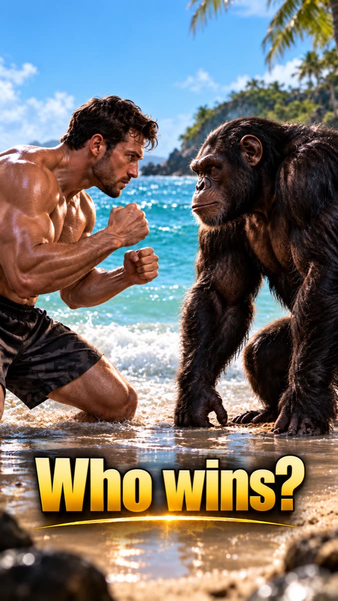 A Man versus Chimpanzee Short made from a script